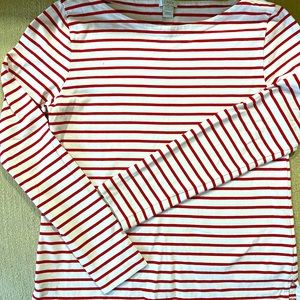 JCrew red and cereal long sleeve tee